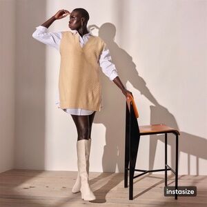 Eloquii Plus Size White Shirt Dress & Cream Sweater Vest size 18/20 2X